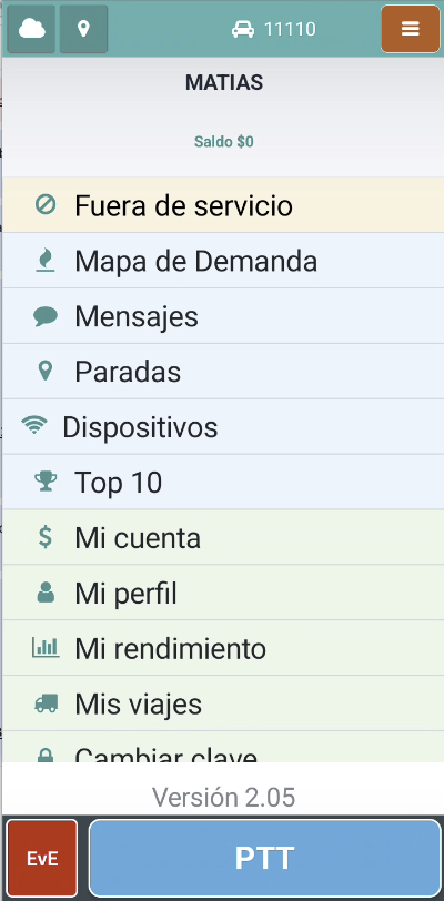 Aplicación de Conductores Colaby Movilidad — viajes, paradas y estados — captura 3